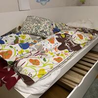 Ikea flaxa säng (90*200) med hylla och kompissäng