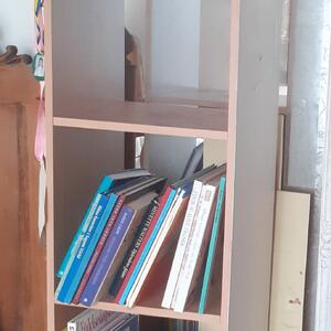 Smal hög bokhylla sänkes utan böcker